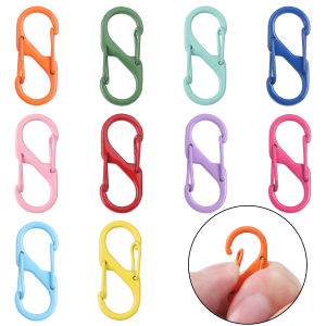 4/10Pcs 13x32mm Multi Color Painted 8 Shaped S Clasp For DIY Keychain Alloy Mini Hook Anti-Theft Backpack Buckle Key-Lock Tool Elastic Buckle