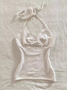 American Style Sleeveless Neck Hanging Design Womens Top Summer New Short Casual Versatile Strap Vest Small Tank Top