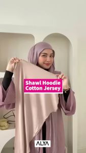 Shawl Hoodie Cotton Jersey ( Alya Apparels Premium Pinless Tudung Lazy Instant Hijab Muslimah )