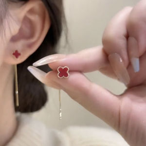 Mới 2025 Hoa Tai Tua Rua Bốn Lá Sen Thời Trang Thanh Lịch Đơn Giản Sang Trọng Cho Phụ Nữ Trang Sức Thời Trang