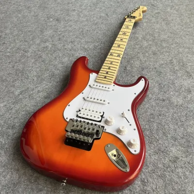 Fender Stratocaster Electric Guitar SSH Pickups Star Inlay Floyd Rose Tremolo Vibrato Bridge Orange Red Professional Guitar
