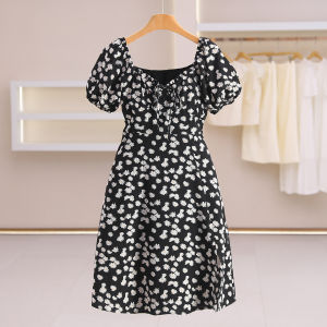 Ruffle Sleeve Tie Daisies Fitted Dress