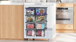 GSlife 4Pcs ชั้นวางตู้แช่แข็งสำหรับใส่ของช่องเก็บเย็น อุปกรณ์จัดเก็บสำหรับตู้แช่แข็ง ช่องไม่ลื่น ชั้นวางของ