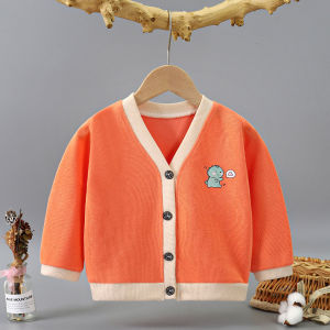 Baby Boy Knitted Thin Autumn Jacket One Year Old Toddler Cotton Blend Fabric V-Neck Long Sleeve Anti-Wrinkle Machine Washable