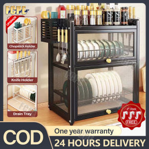 Kitchen Cabinet Dish Rack Shelf Aluminum dish rack cabinet Dish Drying Rack 3 Tier Dish Rack Organizer Cabinet Plates Oganizer Storage kitchen storage cabinet Dish Cabinet Dish Organizer Carbonsan-yang kitchen cabinet plate cabinet Dustproof