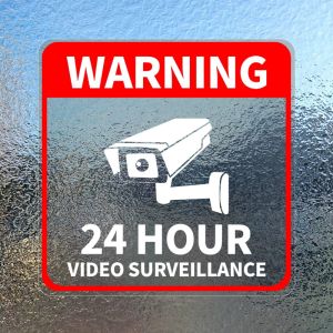 5/10Pcs/pack Waterproof Warning Security Sticker 24 Hour Video Surveillance Signs For Alarm Monitoring Fake Camera Accessories