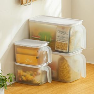 Smart-living transparent refrigerator freezer food kitchen storage box organizer with cover handle -A0399 -NC