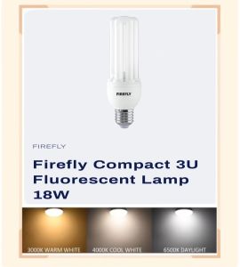FIREFLY Compact 3U Fluorescent Light Bulb 18W Daylight E27 Socket Cool White Energy Saving Warm White Lighting Home Bulb