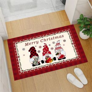 Thảm Cửa Giáng Sinh VIKAMA Gnome Holly Vòng Hoa In Hình Thảm Chống Trượt Chống Mài Mòn Cho Lối Vào Trong Nhà Ngoài Trời Trang Trí Giáng Sinh Phong Cách Hiện Đại Polyester