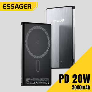 Essager Power Banks Type C PD20W USB C 5000mAh Wireless Charging 15W For Mobile Phone iphone Samsung Huawei Xiaomi Fast Charging Power Bank