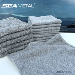 ผ้าเช็ดทำความสะอาดถ่านไม้ไผ่หนาไร้ตะเข็บชุดทำความสะอาดซูเปอร์ซับไมโครไฟเบอร์ไร้ขุยสำหรับหน้าต่างรถยนต์ครัวเรือน