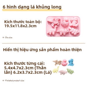 Mold Kẹo Dinosaur Leaves Silicone Ice Cube Mould Baking Chocolate Cake DIY Handmade Soap Steamed Pudding Kitchen Cooking Tools