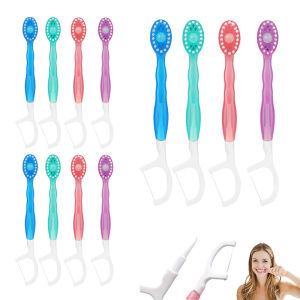 12PCS Disposable Toothbrush Exploded Bead Adult Cleaning Toothbrush Portable Travel Tooth Brush With Dental Floss Tongue Scraper