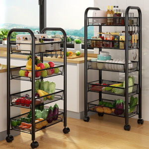 Kitchen Multi-Function Storage Rack Stand Vegetable Cart Home Use Organization Shelf Durable Easy to Assemble Cleaning Supplies