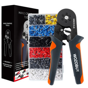 หกเหลี่ยม Self-Adjustable RATCHET Ferrule CRIMPING ชุดเครื่องมือ 23-10AWG 0.25-6mm2 Crimper ชุด 400-2000pcs ขั้วต่อสายไฟ