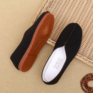 Mens Old Beijing Cloth Shoes Slip-On round Toe Chinese Style Cow Tendon Anti-Slip Wear-Resistant Soft Bottom Breathable Comfortable Dad Cloth Shoes