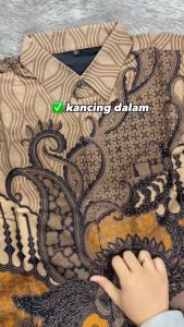 Kemeja Batik Pria Lengan Panjang Batik Pria Furing Baju Batik Pria Standar Jumbo Coklat Mewah KBL 34