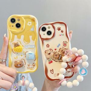 Casing RedmiA3 Redmi A3 Phone Case New Design 3D Doll Cute Cartoon Bear Rabbit Kuromi Cream Silicone Lens Protection Soft Cover with Bracelet 2024