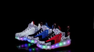 New Heelys Childrens Male  Invisible Double Wheel Rollerskate Breathable Mesh Surface the Skating Shoes with Light Rechargeable