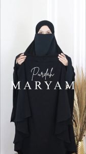 Aqueenah Purdah Butterfly Maryam Sifon Jetblack Exclusive | Niqab Cadar Veil Long Yaman Poni