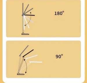 LED Foldable Desk Lamp with 3 Stepless Dimming Touch Controls Eye-Care Reading Light Adjustable Bedside Night Light