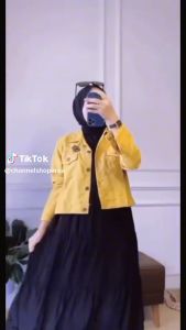 ONESET JAKET QUTER + INER SUSUN DRES WANITA MODEL GAYA ANGGUN DAN ELEGAN