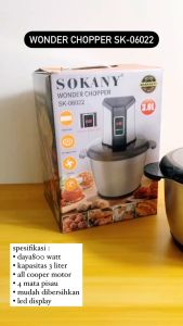 Chopper Blender Penggiling Bumbu Daging Sayuran Buah Kapasitas 3 Liter Display Timer Sixma SK-06022