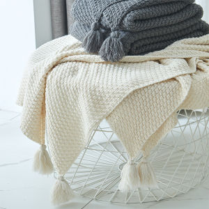 Nordic Style Tassel Knit Blanket