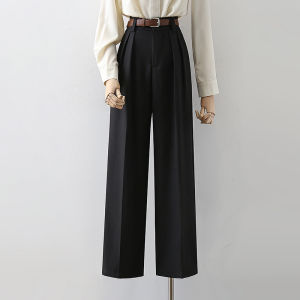 High Waist Straight Suit Pants Womens Autumn Clothing New Arrival Black Loose Pants Pants Office Lady Style Business All-Matching Slim Looking Pants