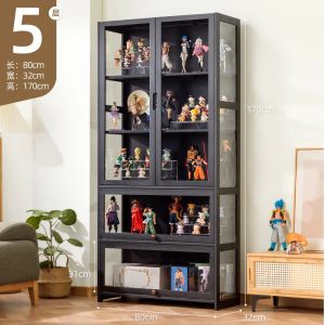 Home Display Cabinet with Lighted Glass Storage Shelf Toy Showcase Dustproof Wine Rack Integrated Design by Jiajujia