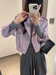 Casual Short PU Leather Jacket Womens Spring Autumn Fashion Korean Style Motorcycle Vest Top Zipper Closure Loose Fit Coat