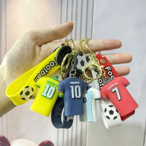 Football Backpack Keychain Cute Football Star Shirt Fan Gift Key Rings Jersey Ronaldo Messi Diy 3D Keychain For Bag