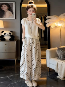 Shalldoer | Bộ Quần Áo Nữ Dệt Kim Casual Có Chấm Bi