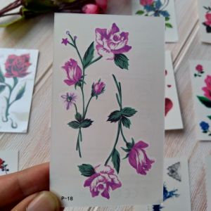 lembar tato temporer bunga mawar merah cantik kode P