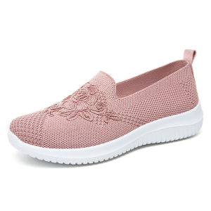 IELGY Womens Four-Color Summer New Cloth Shoes Embroidered Slip-On Womens Shoes