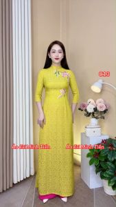 Áo Dài Chất Liệu Gấm Hoa Cao Cấp Hàng Thêu + May Thủ Công Tỉ Mỉ