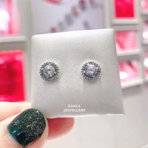 Shiny round Diamond Womens Earrings Rose Gold Platinum Pure Silver Single Diamond Classic Elegant High-End Gift Trendy