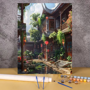 BILIBILI | Diy Paint By Number Kits Adults Oil Painting Package Drawing By Numbers Home Wall Decor Town Building Landscape Canvas Picture