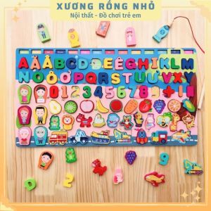 Bảng gỗ câu cá đa năng 7in1 tiếng việt 7 dòng câu cá học chữ học số thế giới xung quanh