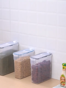 2 lít kín ngũ cốc lưu trữ container moistureproof chống côn trùng Thùng gạo hộp lưu trữ thực phẩm nhựa trong suốt hộp kín