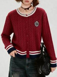 QINGNAER | Plus Size Knit Sweater Red