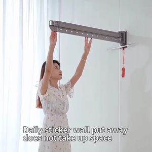 ตากผ้า ราวตา แบบติดผนัง พับเก็บได้ หมุนได้ วัสดุทนทาน โป๊โปช์แบรนด์ WALL HANGING CLOTHES HANGER