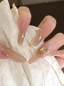 Champagne Color Nail Art Decorations Sharp Bottom Irregular Diamonds K9 Material Super Shiny Trendy Heart Shape Nail Accessories