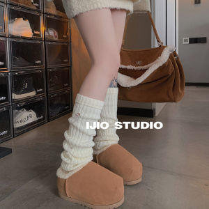 Warm Knitted Leg Socks Trendy Hole Design Cozy Autumn Winter Lazy Style Multiple Wearability IJIO Popular Internet Small Leg Socks