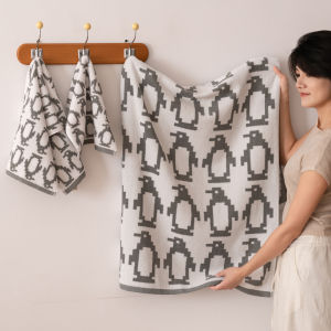 Khăn Mặt Cotton Nguyên Chất Thấm Hút Nhanh Khô Không Rụng Vải Cotton Thấm Hút Kháng Khuẩn Thiết Kế Hoạt Hình Dùng Cho Mọi Mùa