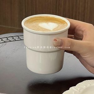 Ice American Coffee Cup Ins Minimalist White Ceramic Hand Held Cup Latte Cup Ceramic Oven Mitts Water Breakfast Milk Cup