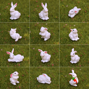 Cute Little White Rabbit Sub-Collection Doll Ornaments Artificial Animal Aquarium Micro Landscape Succulent Bonsai Decorations