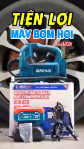 Máy bơm hơi pin BOSHUN BS-BH120 Công suất 120W Áp suất tối đa 120psi Tốc độ bơm hơi: 35L/min Màn hình led
