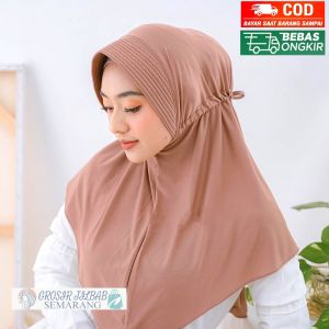 Jilbab Khimar Instan Pet Serut Polos Jokowi Jersey