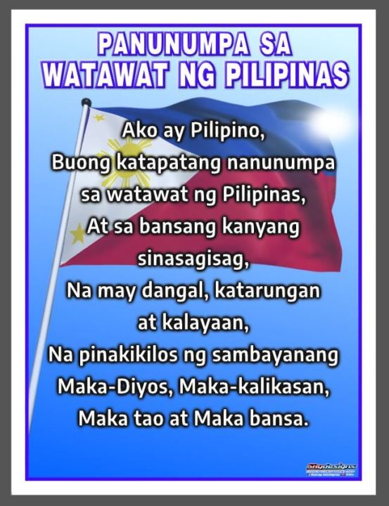 EDUCATIONAL TARPAULIN POSTER PANUNUMPA SA WATAWAT NG PILIPINAS 45X60CM ...